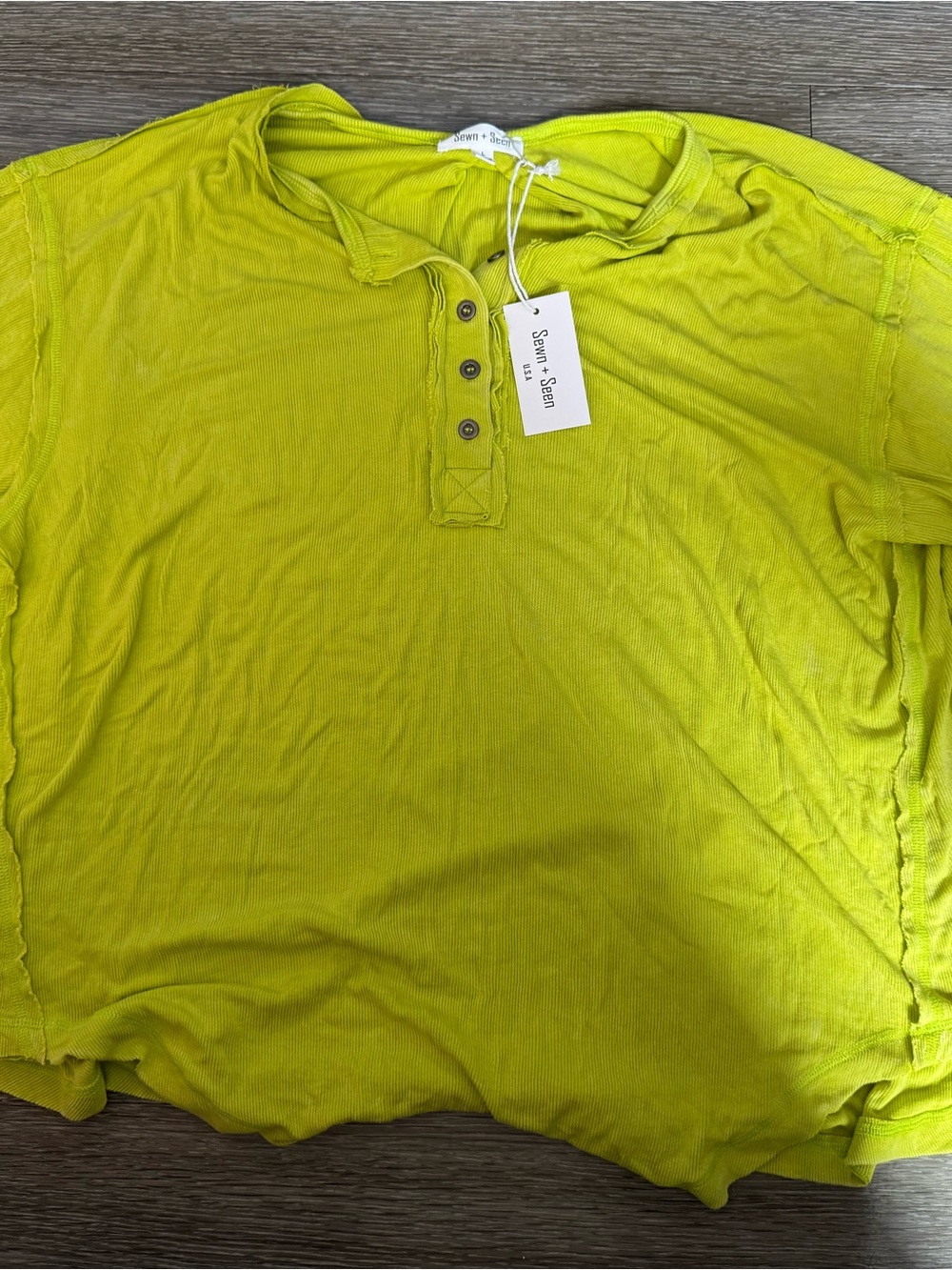 Women's Lime Henley Tunic